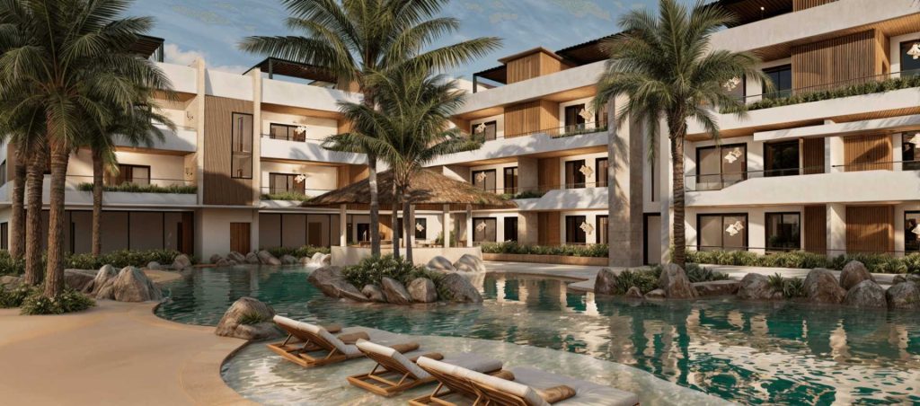 Complejo residencial con piscina